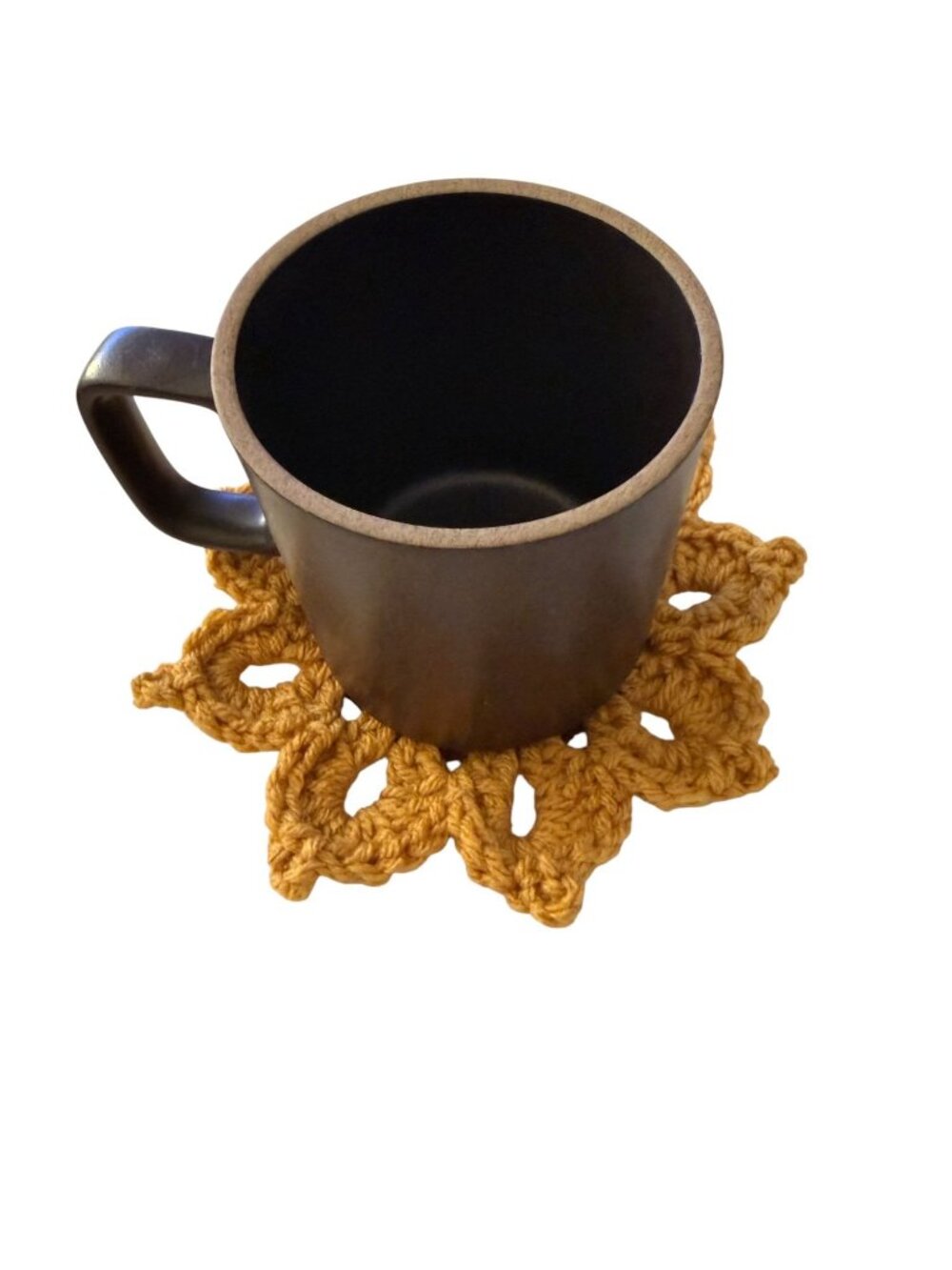 Handmade Crochet Sunflower Coasters Set Of 6 Decorative Yellow Gold Brown 6" - Picture 6 of 9